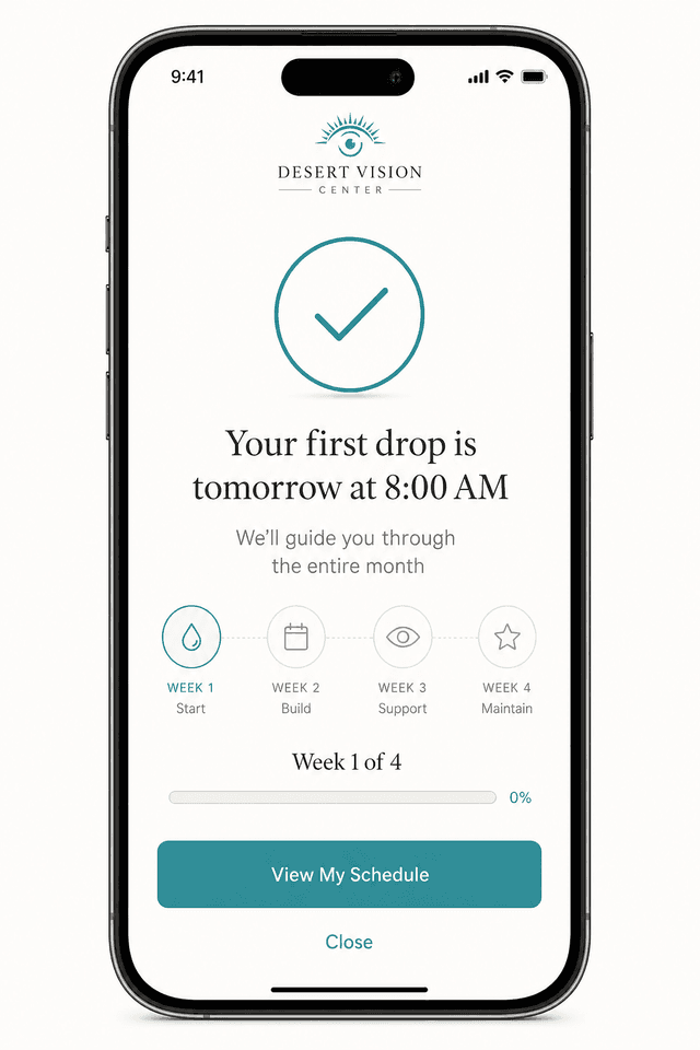 My Cataract Drops recovery timeline and treatment start confirmation