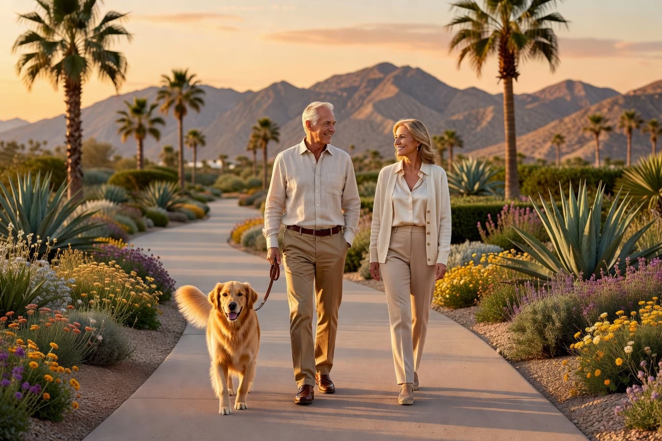 Person enjoying a morning walk in the Coachella Valley with clear vision
