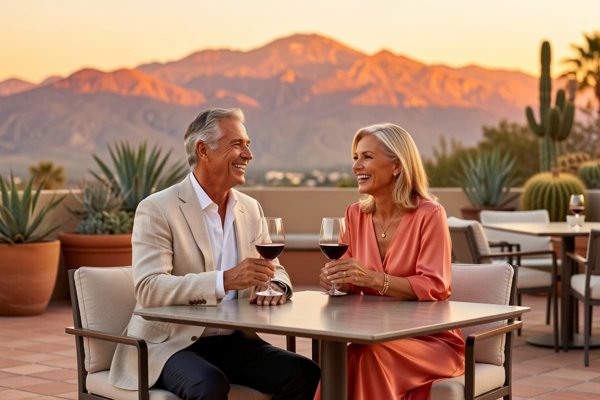 Retired couple enjoying dinner in the Coachella Valley