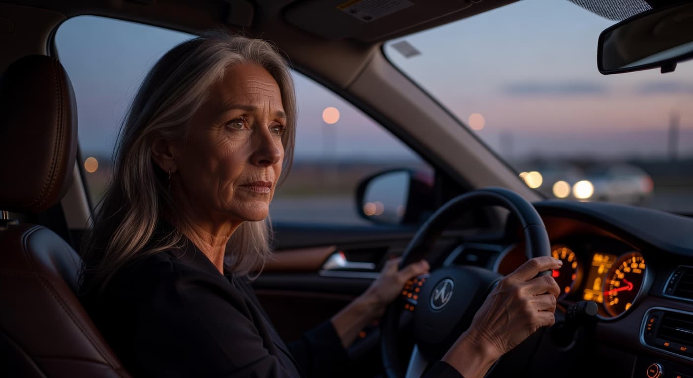 Woman considering whether night driving is still safe with cataracts