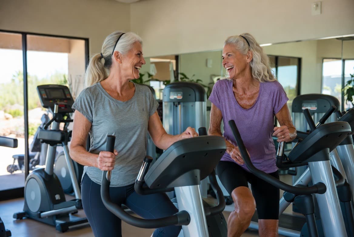 Group of friends with tennis gear in the Coachella Valley - the active lifestyle clear vision supports