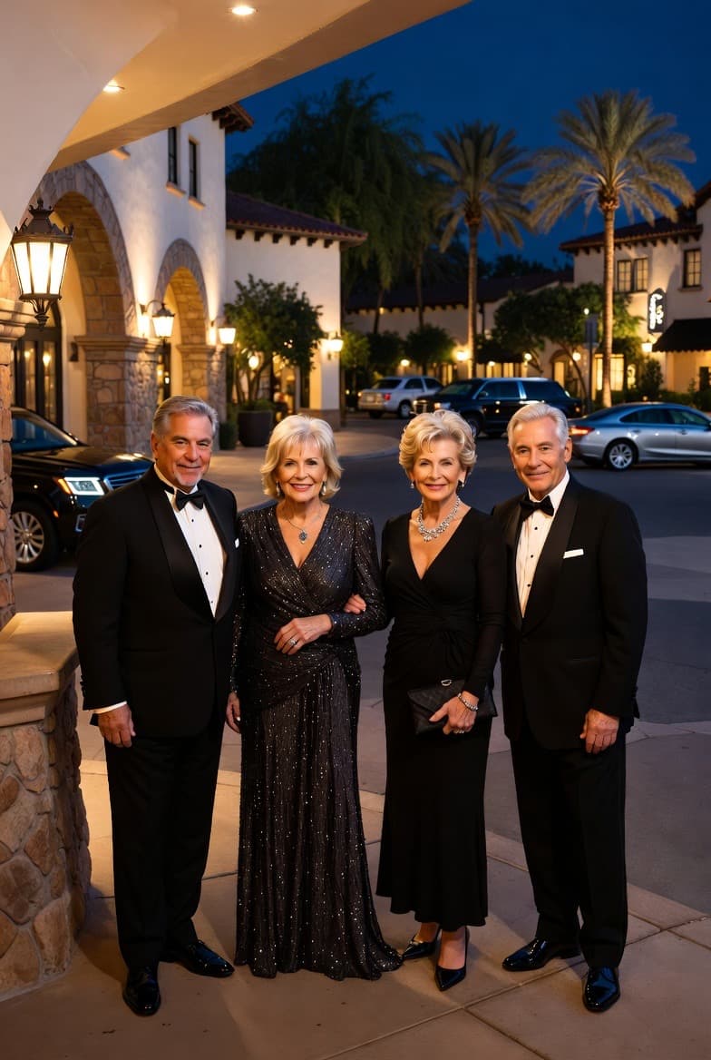 Seniors enjoying an evening out at a resort - the social moments that depend on clear vision