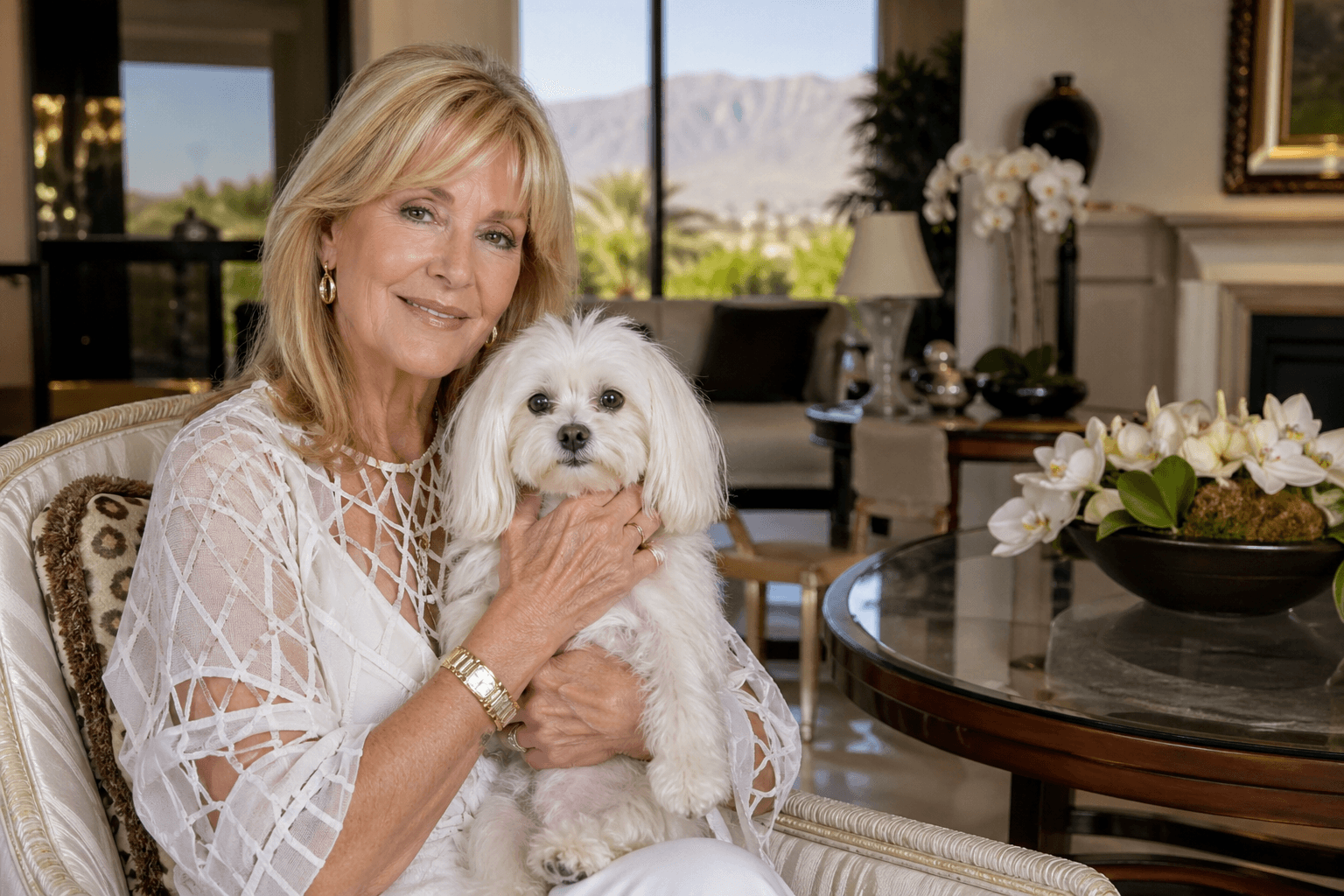 Woman relaxing at home with her dog - maintaining comfort and quality of life