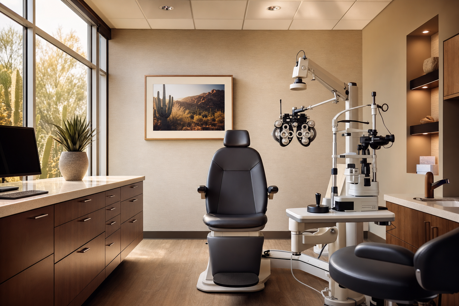 A warm clinical examination room representing continuity of care between surgeon and patient