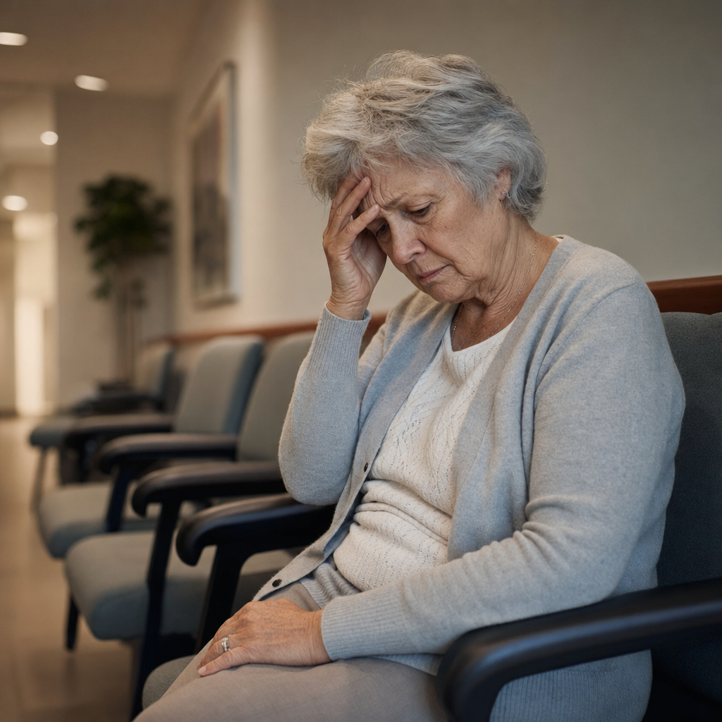 Patient expressing concern about an unexpected surgical complication
