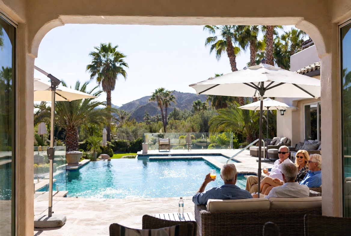 Friends enjoying clear vision together at a Coachella Valley resort